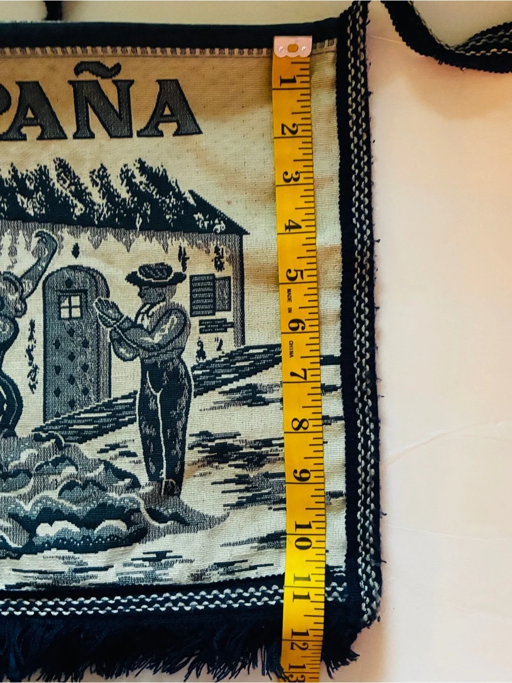Vintage España Beige and Navy Shoulder Bag